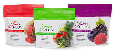 Pouches of Juice Plus Trio Blend chewables