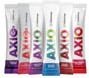 Six packets of different flavored Axio drink mix