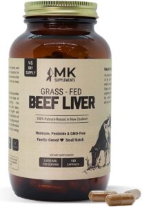 Bottle of MK beef liver capsules